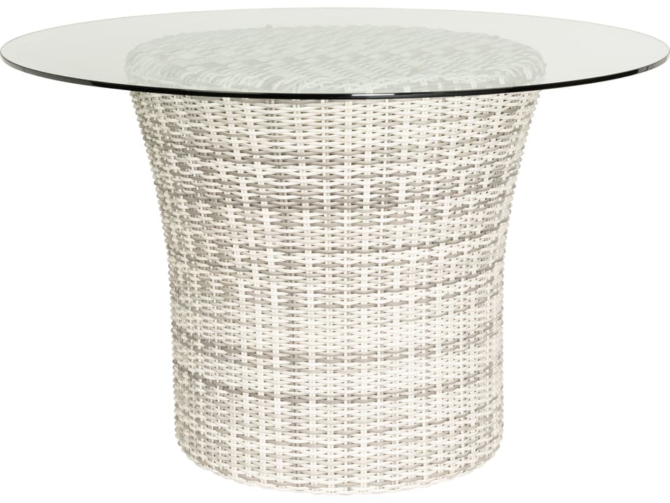 Sonoma 48-Inch Round Glass Top Outdoor Dining Table in Trax Mink