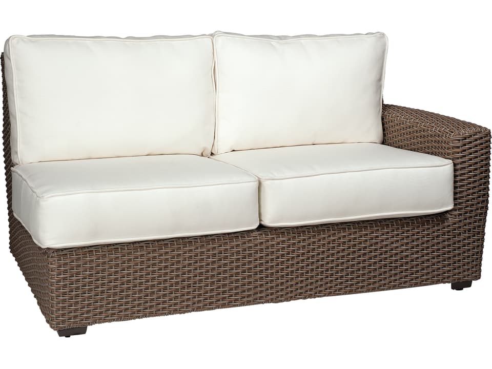 Whitecraft Augusta Wicker Aged Teak Left Arm Outdoor Loveseat