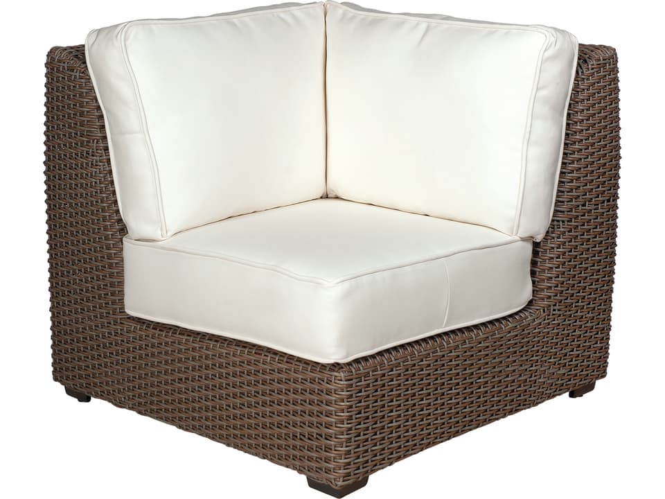 Whitecraft Augusta Wicker Aged Teak Corner Patio Lounge Chair