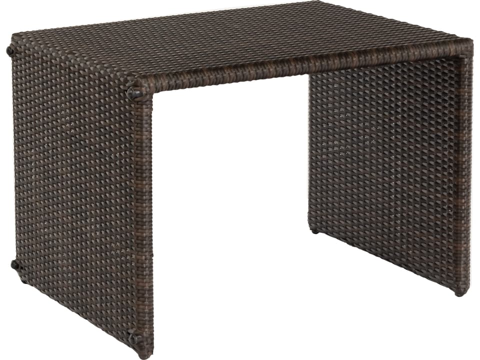 Whitecraft All Weather Wicker Universal C Outdoor End Table in Coffee and Painted Aluminum