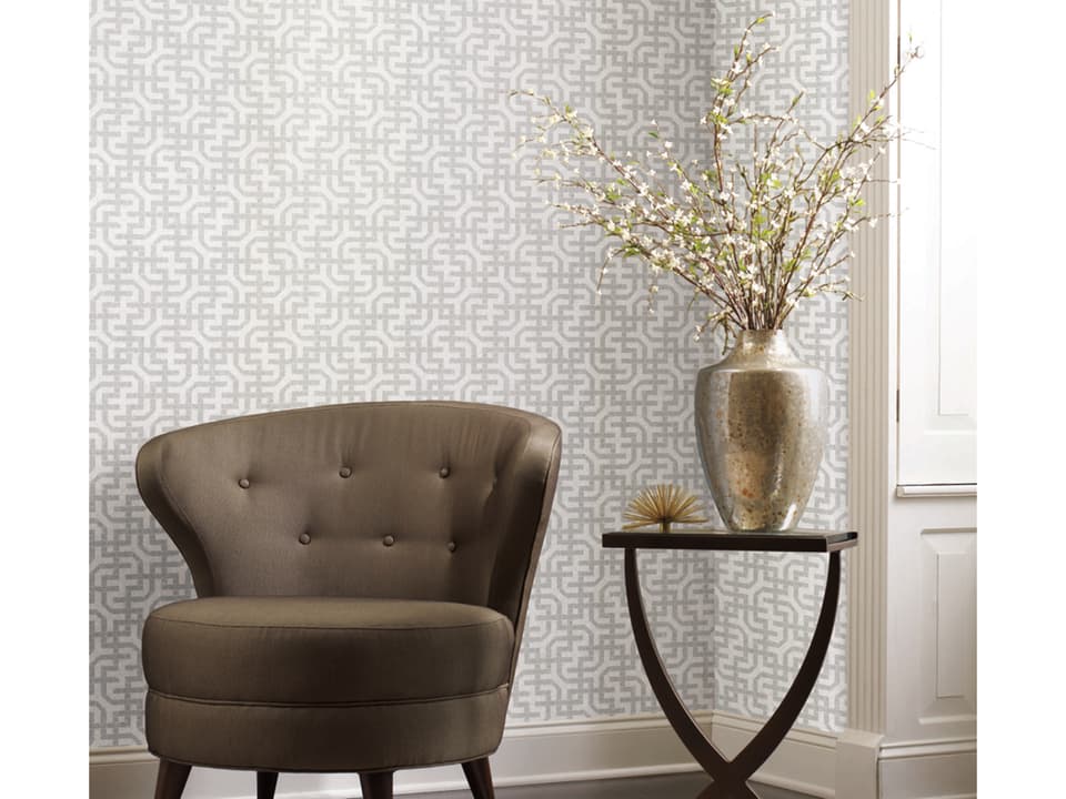 Ronald Redding Traveler White Dynastic Lattice Wallpaper