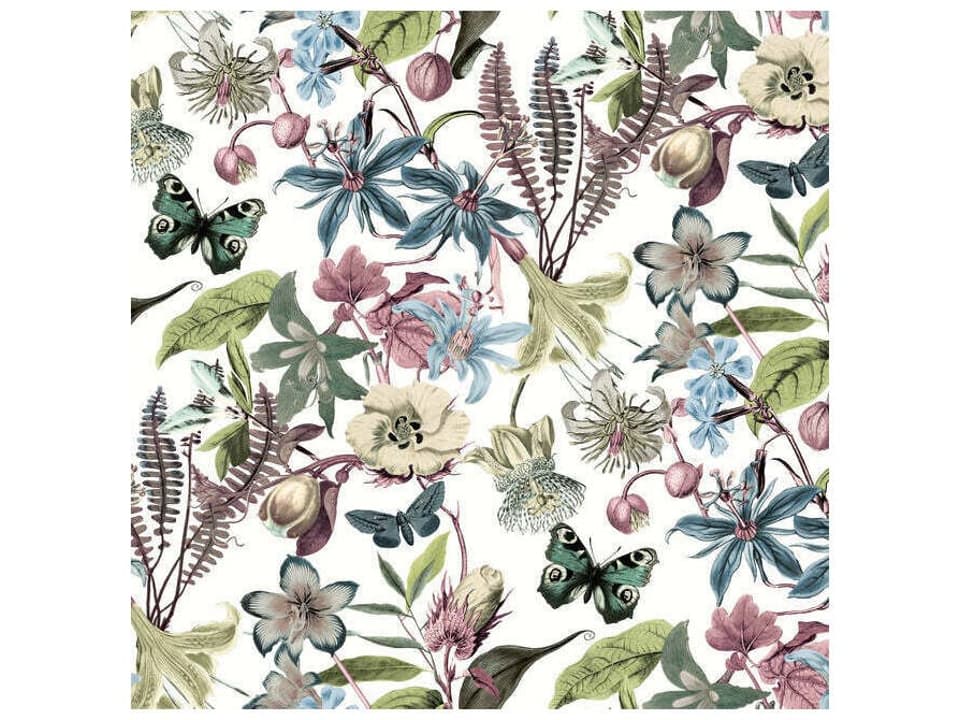 Blooms White & Fuchsia Wallpaper