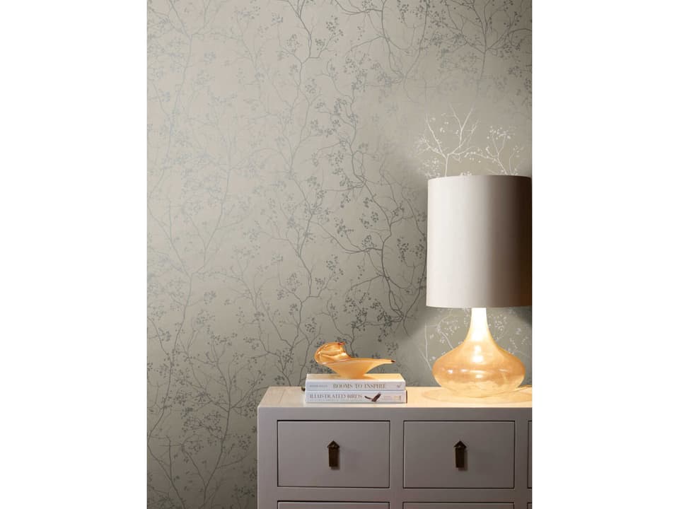 Antonina Vella Dazzling Dimensions Volume II Grey Silver Luminous Branches Wallpaper