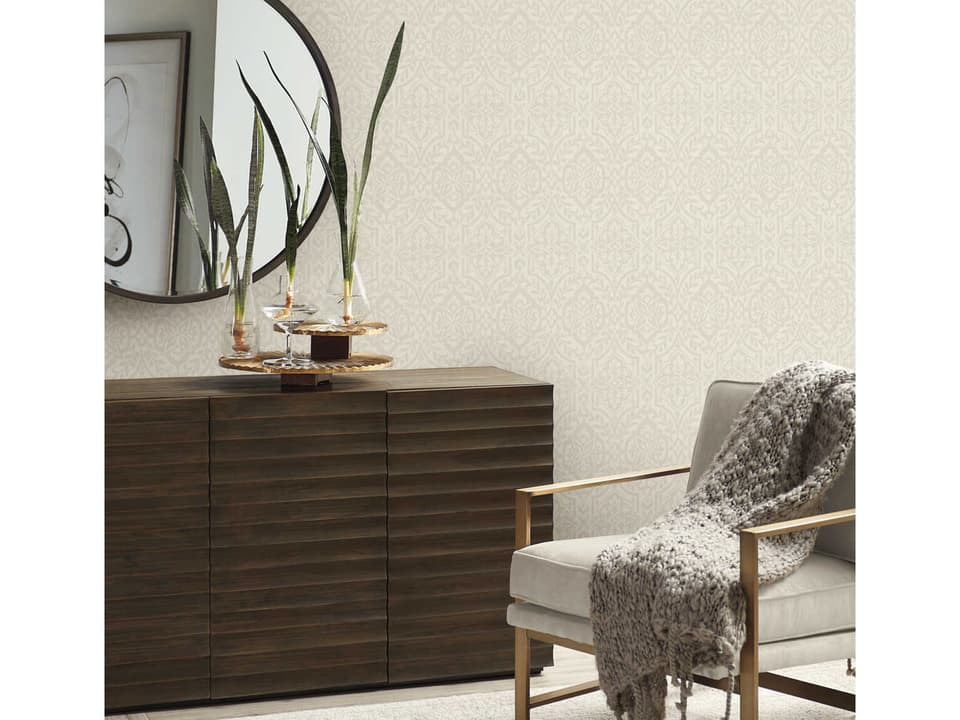 Damask Resource Library Taupe Catherdral Damask Wallpaper