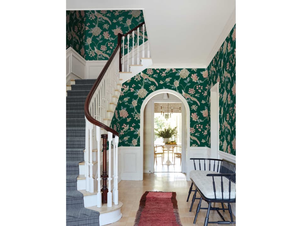 Grandmillennial Dark Green Fanciful Wallpaper