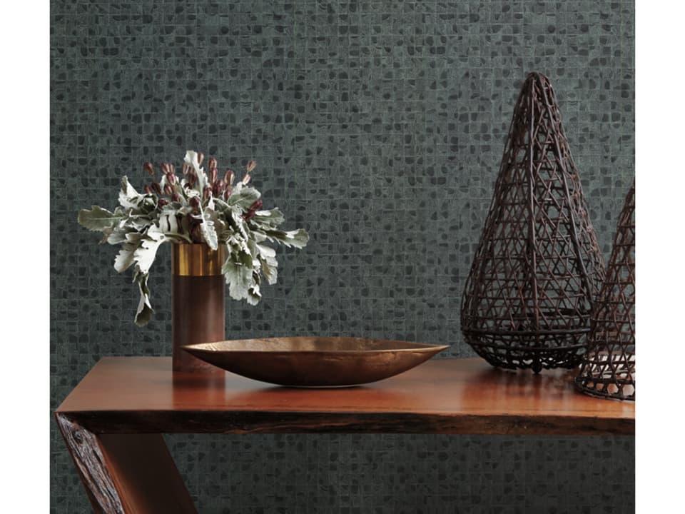 Ronald Redding Traveler Dark Green Leather Lux Wallpaper