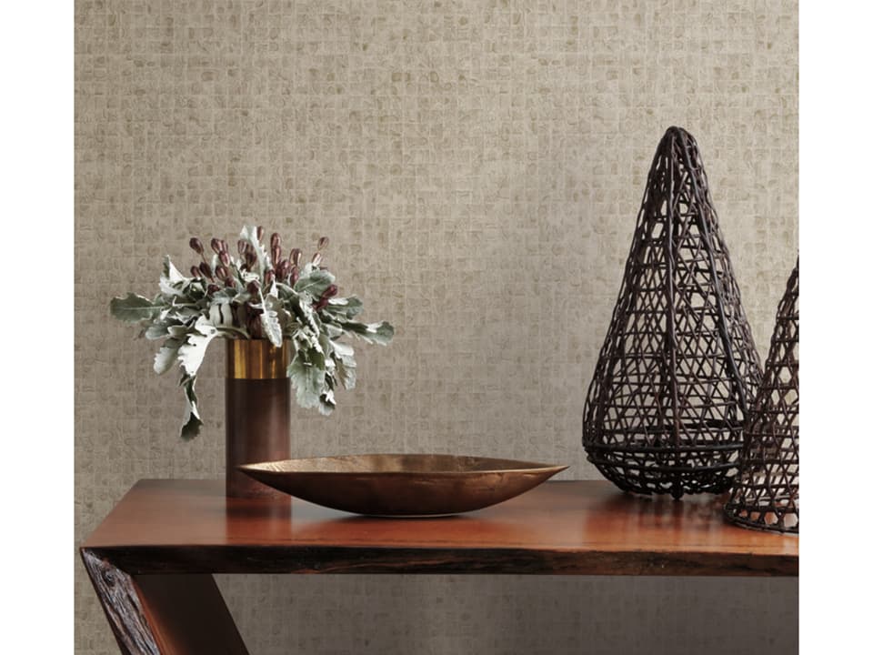 Ronald Redding Traveler Beige Leather Lux Wallpaper