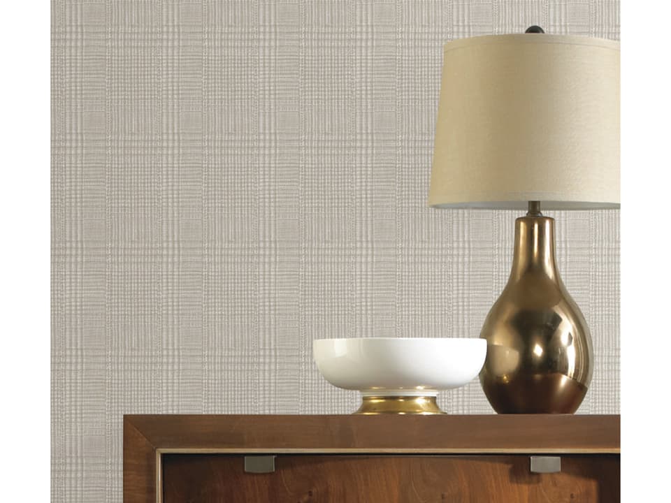 Ronald Redding Traveler Off White Shirting Plaid Wallpaper