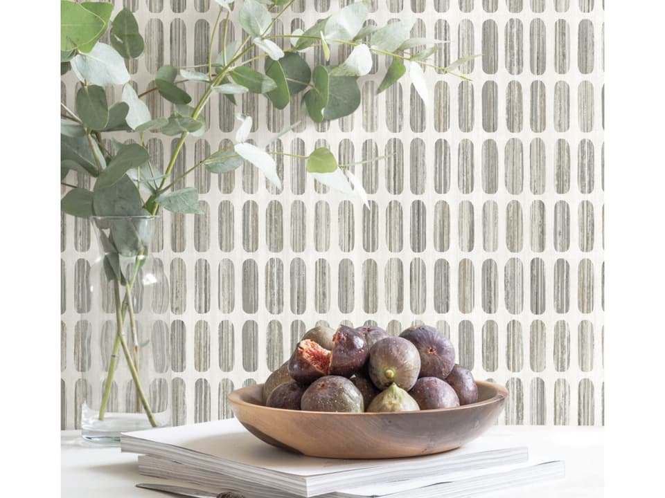 Mediterranean Grey Taupe Petite Pergola Wallpaper