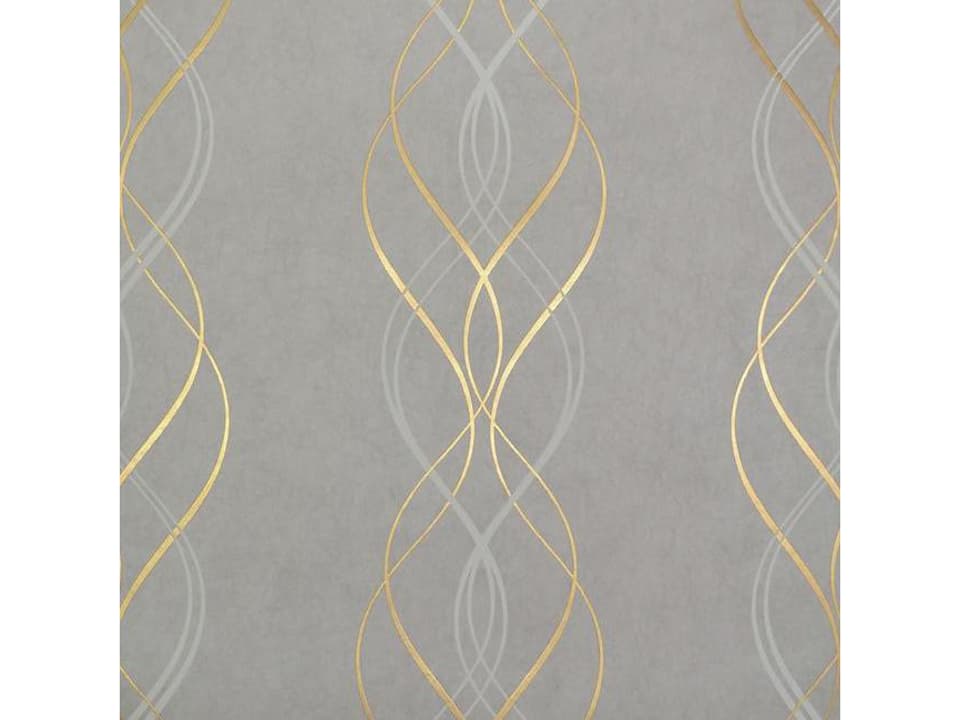 Antonina Vella Modern Metals Grey Gold Aurora Wallpaper