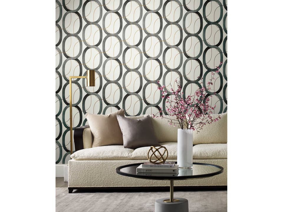 Modern Nature 2nd Edition Black Gold Interlock Wallpaper