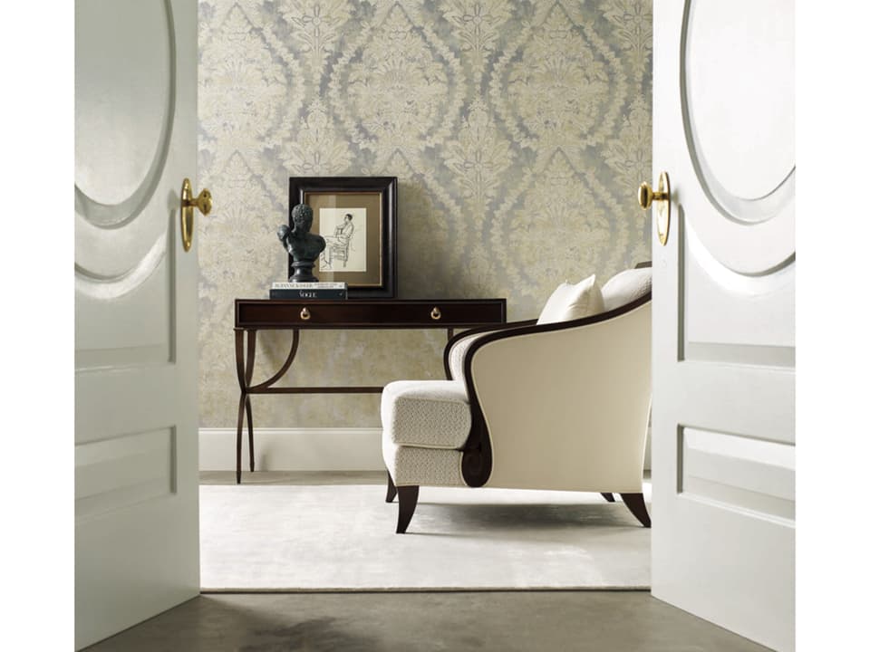 Ronald Redding 24 Karat Silver Charleston Damask Wallpaper