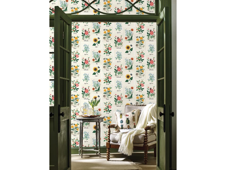 Rifle Paper Co. Second Edition White Pink Botanical Prints Wallpaper