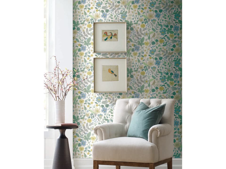 Rifle Paper Co. Second Edition White Green Strawberry Fields Wallpaper