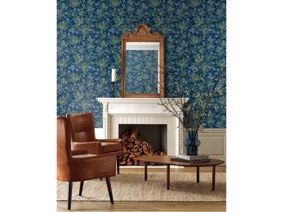 Rifle Paper Co. Second Edition Purple Green Cornflower Wallpaper