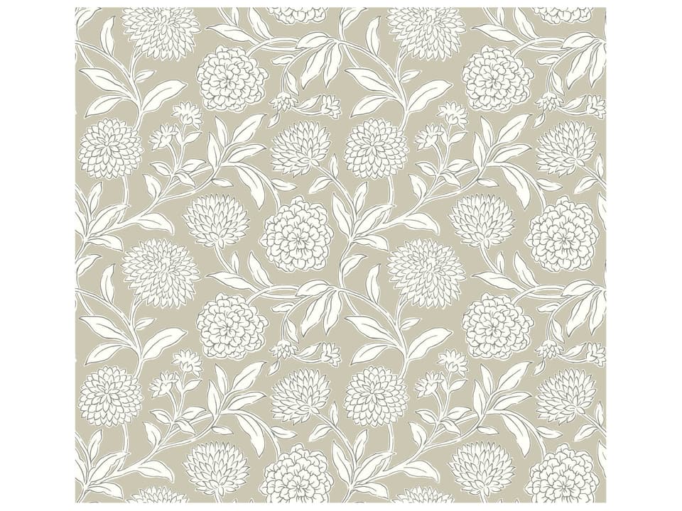 Antonina Vella Garden Taupe Floral Trail Wallpaper