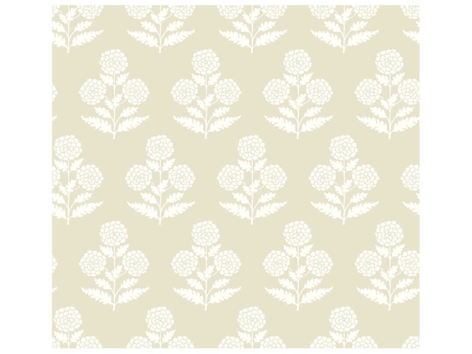 Antonina Vella Beige Marigolds Wallpaper