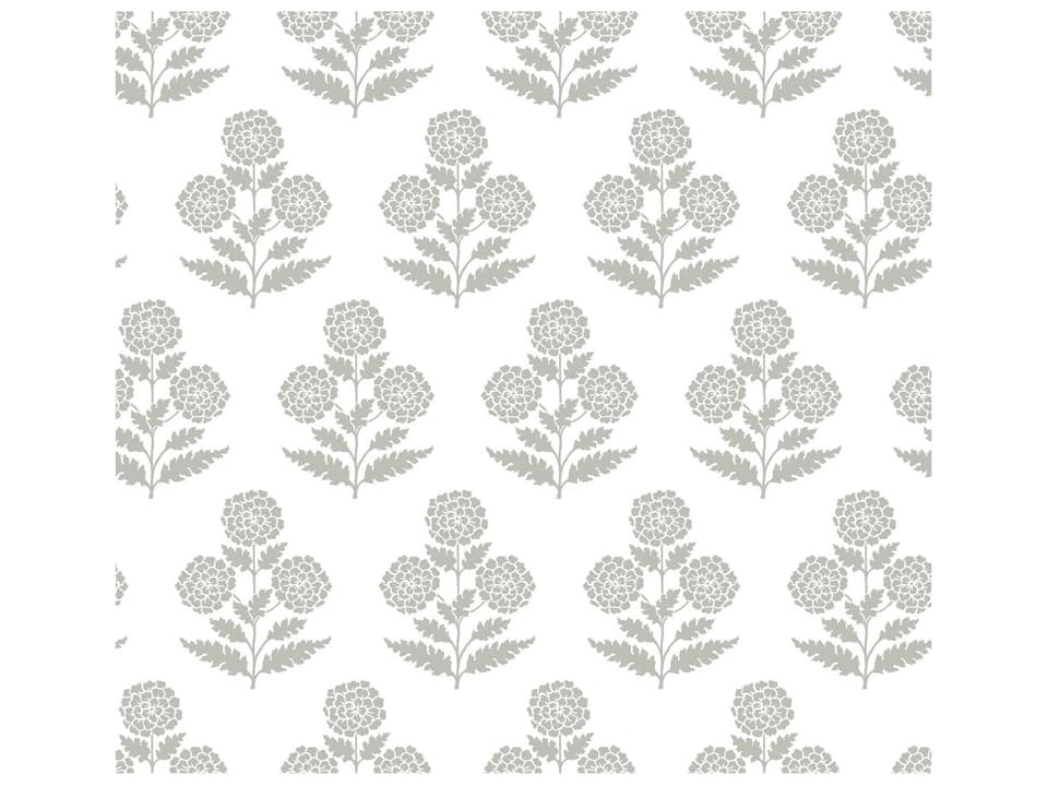 Antonina Vella Grey Marigolds Wallpaper