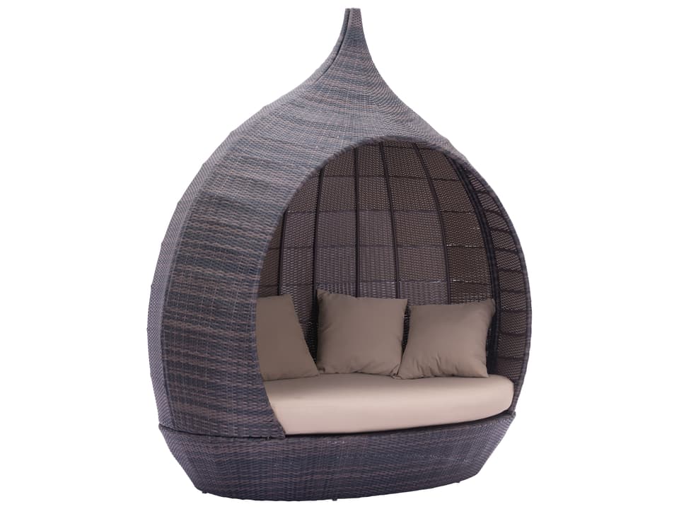 Martinique Beach Aluminum Daybed with Olefin Cushions in Brown and Beige
