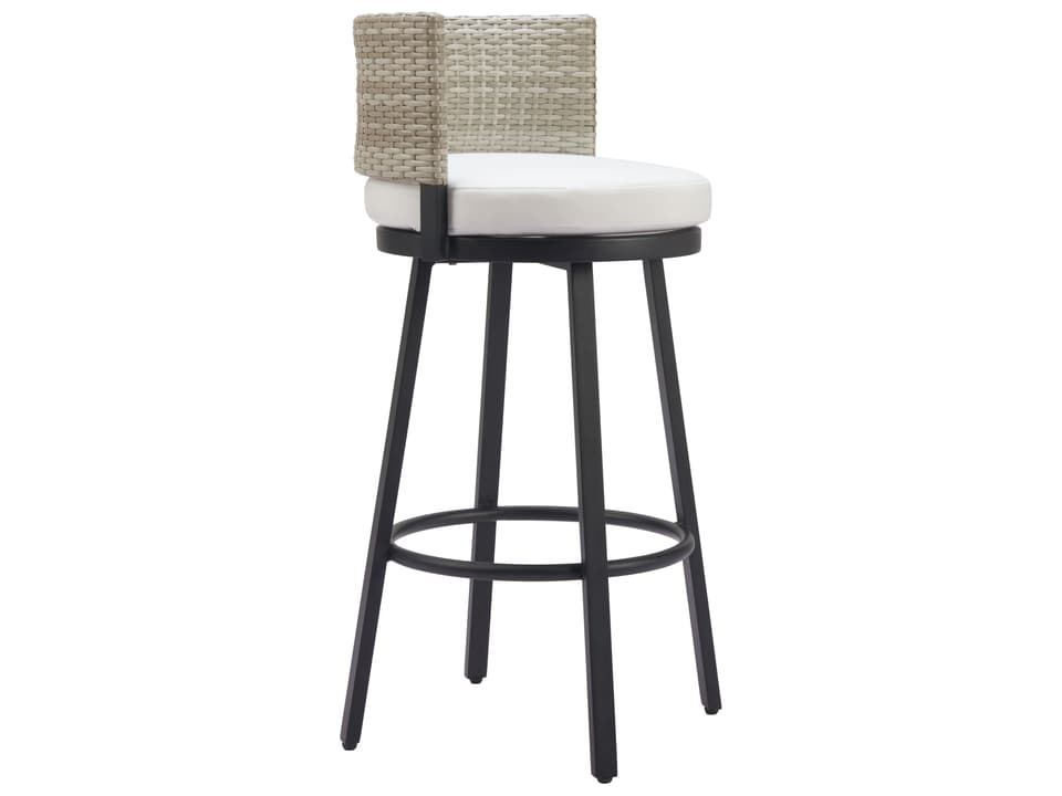 Midnight Wave White Olefin Barstool in Powder Coated Aluminum