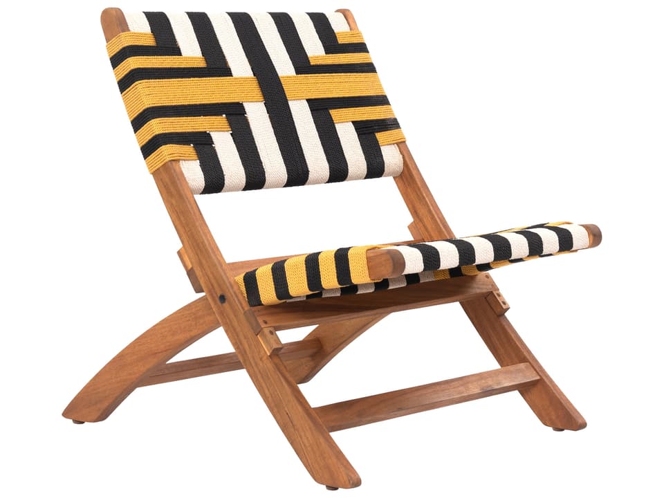 Sunbeam Multicolor Wood Wicker Lounge Chair