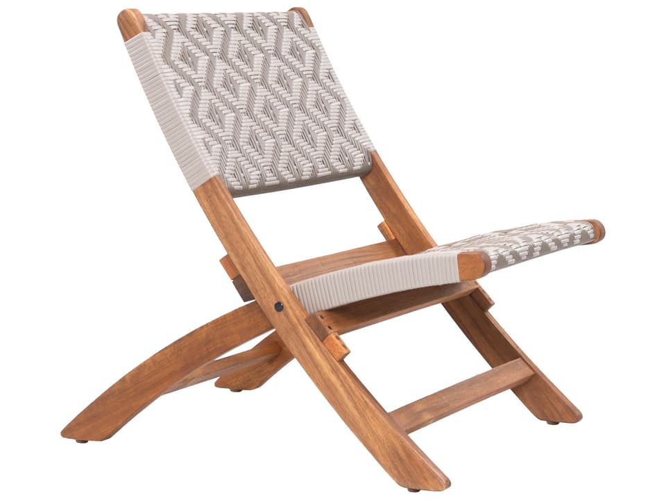 Tide Multicolor Woven Outdoor Lounge Chair in Acacia Wood