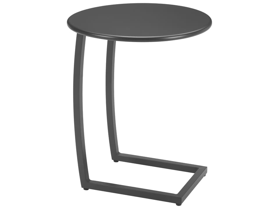 Noga Round Outdoor End Table in Black Aluminum