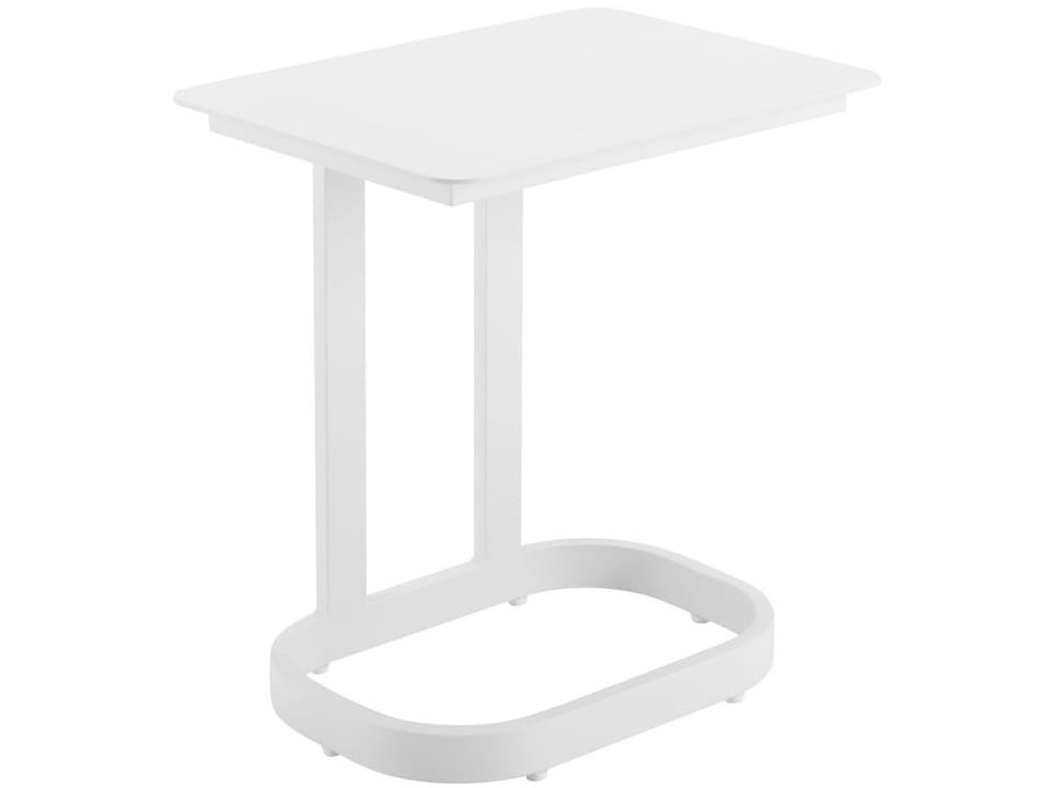 Friss Rectangle Outdoor End Table in Powder Coated White Aluminum