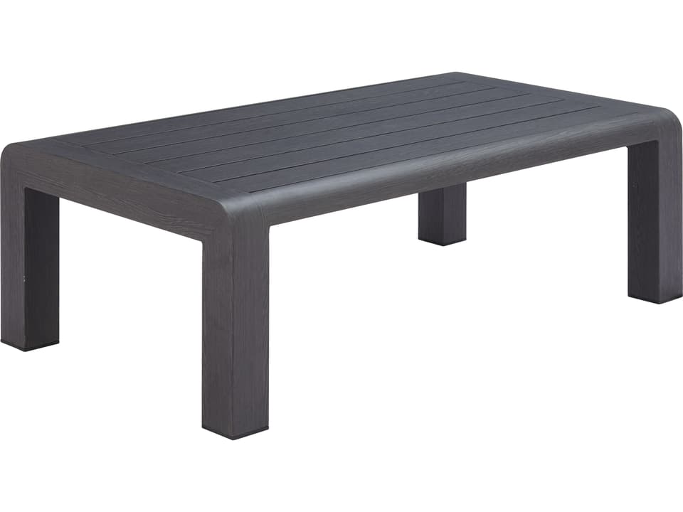 Rolig Rectangle Coffee Table Faux Wood Aluminum Black