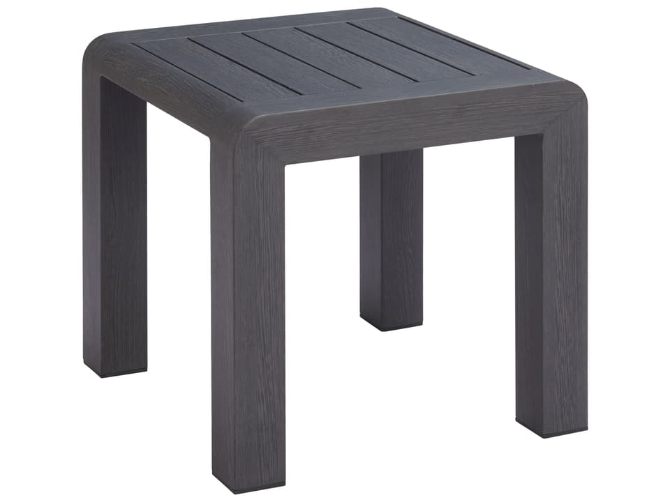 Rolig Square End Table in Black Faux Wood Aluminum