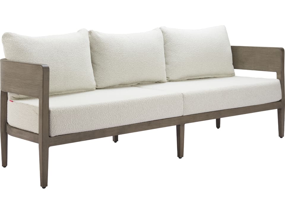 Foret 3-Seat Olefin and Faux Wood Sofa in Beige