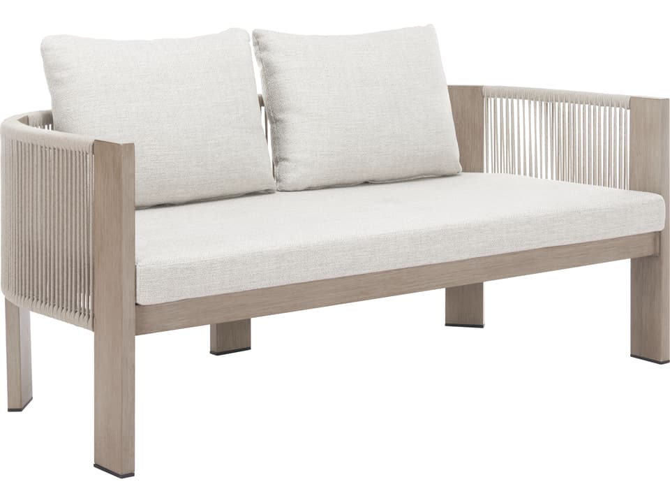 Rebel 2-Seat Olefin Fabric Sofa in Beige with Aluminum Frame