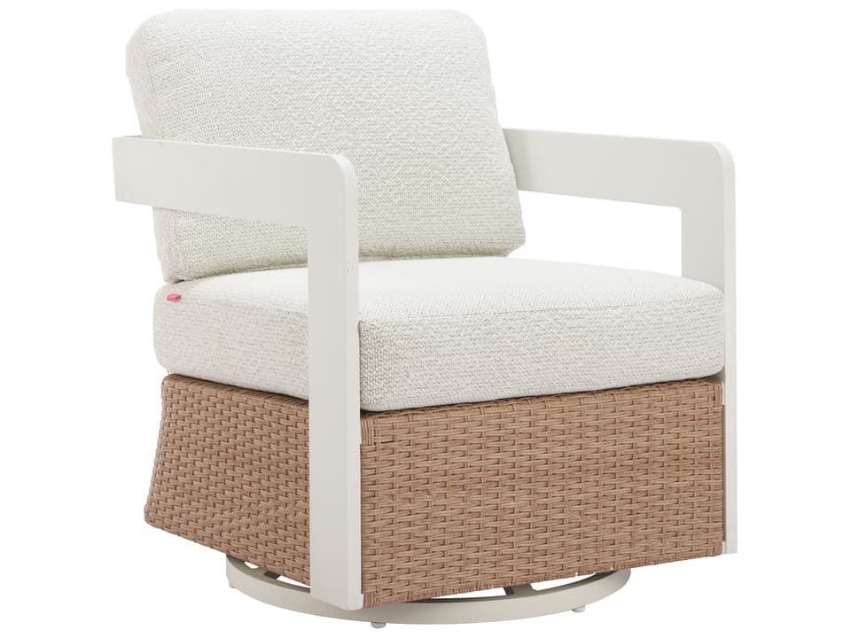Gelo Swivel Accent Chair in White and Brown with Powder Coated Aluminum Frame