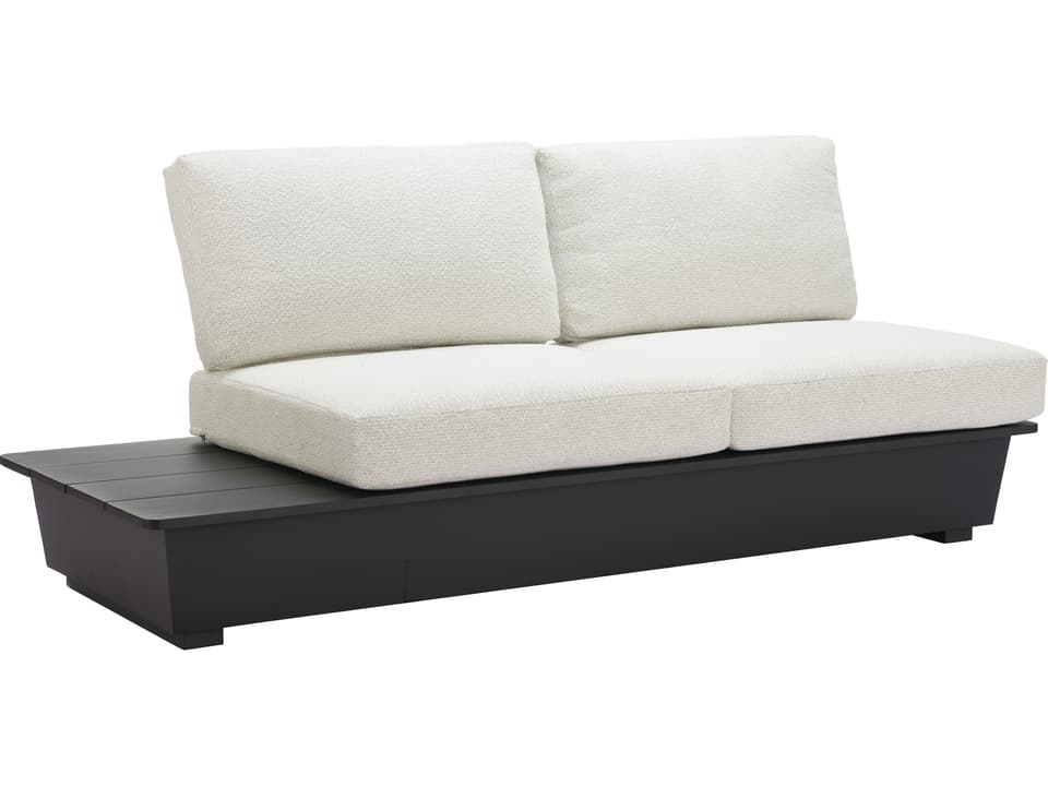 Tien Left Hand Facing Aluminum Loveseat with Olefin Cushions in Beige