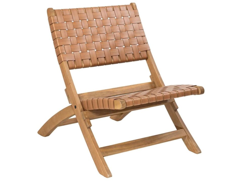 Sunflare Lounge Chair in Brown Acacia Wood and Synthetic Rattan
