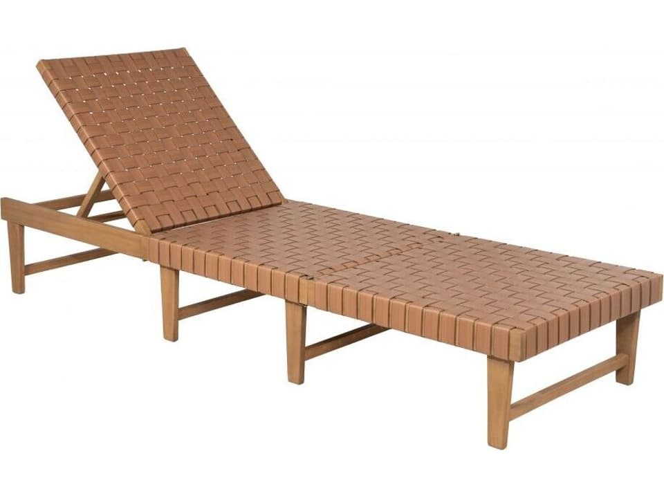 Breath Adjustable Chaise Lounge in Brown Poly Weave and Acacia Wood