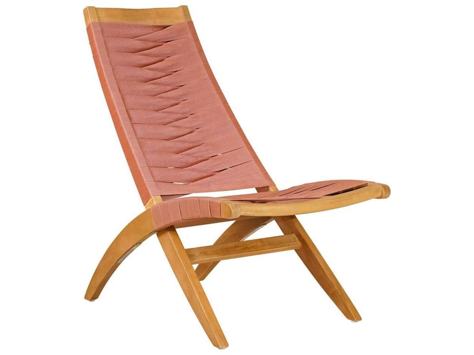 Rova Acacia Wood Lounge Chair with Terracotta Synthetic Rattan Weave