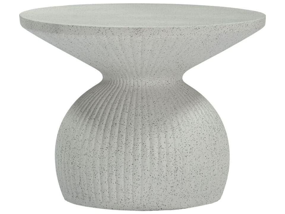 Corza Round Coffee Table in White Faux Terrazzo Poly Cement