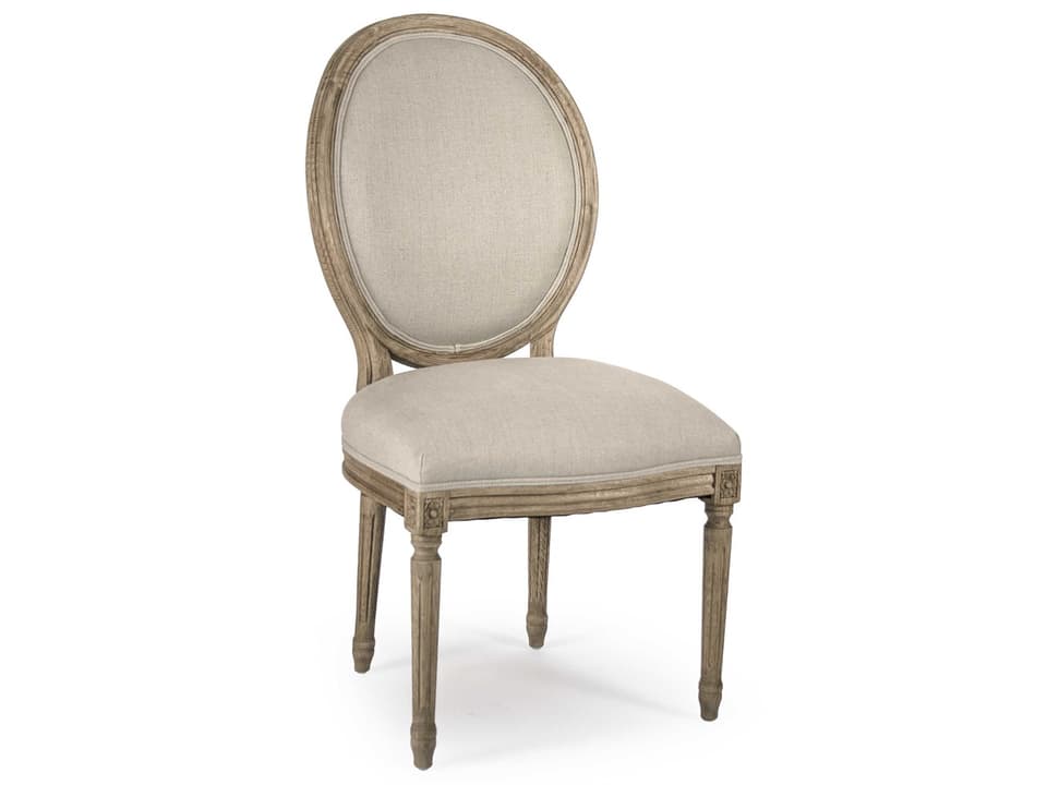 Medallion Upholstered Dining Side Chair with Copper Linen and Limed Charcoal Oak