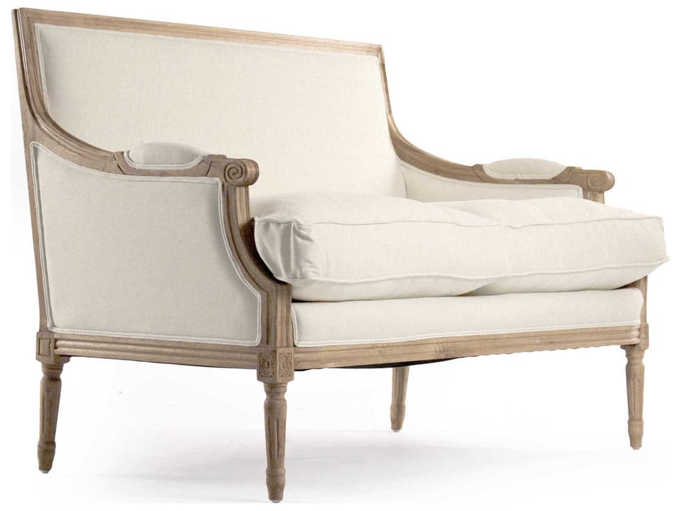 Louis 3-Seat Off-White Cotton Sofa in Natural Oak