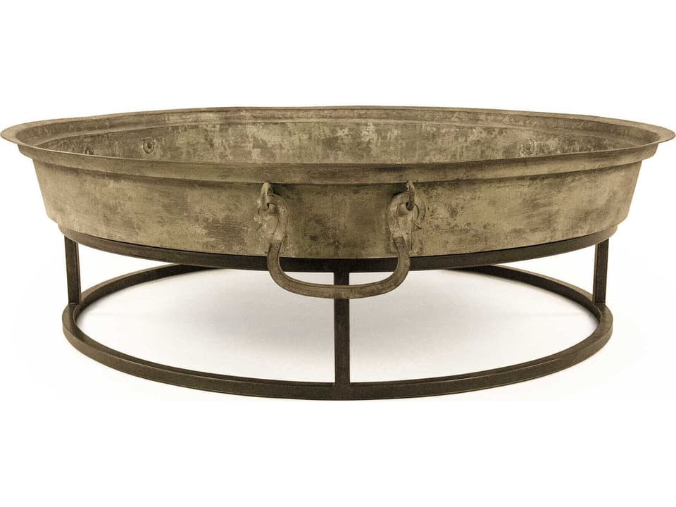 Round Metal Distressed Rustic Bronze Coffee Table