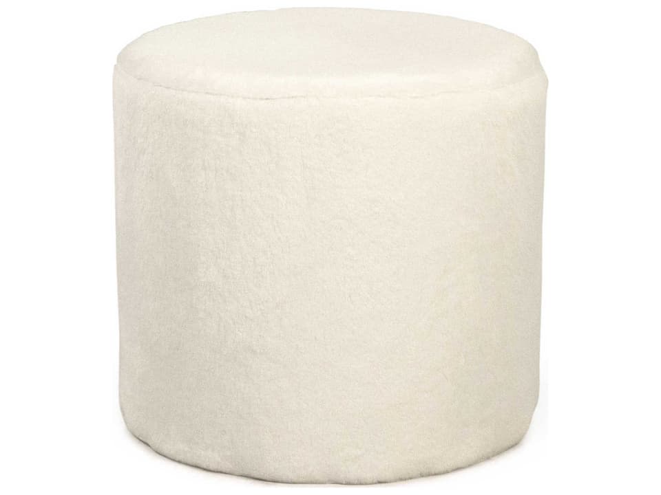 White Faux Fur Upholstered Accent Stool