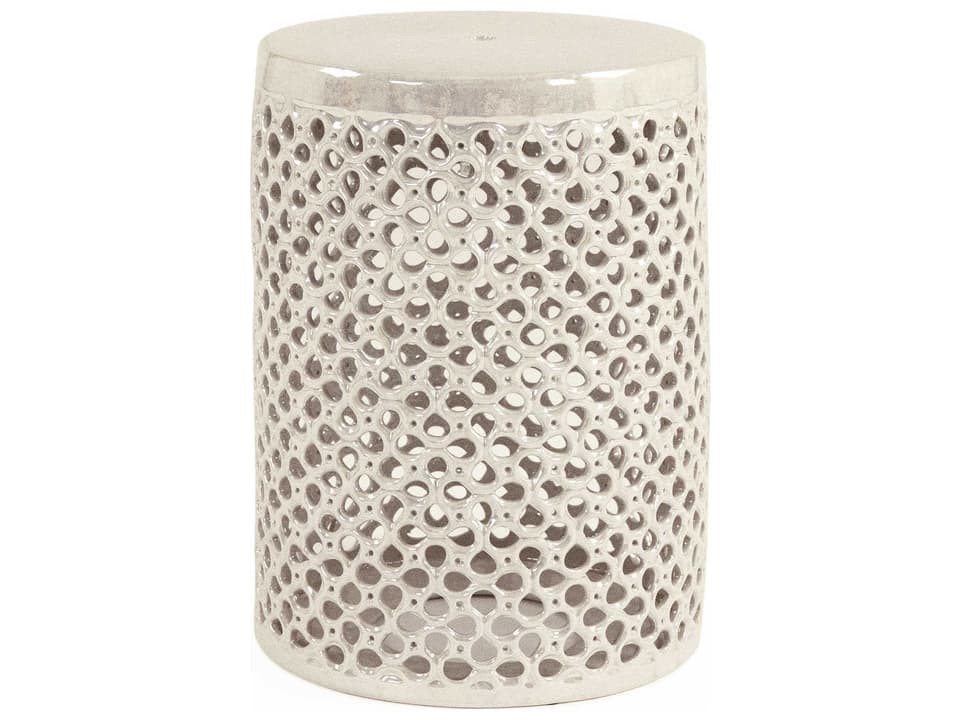 Lanie Iridescent Grey Ceramic Accent Stool