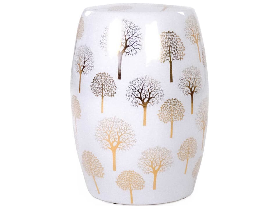Garden White Gold Accent Stool