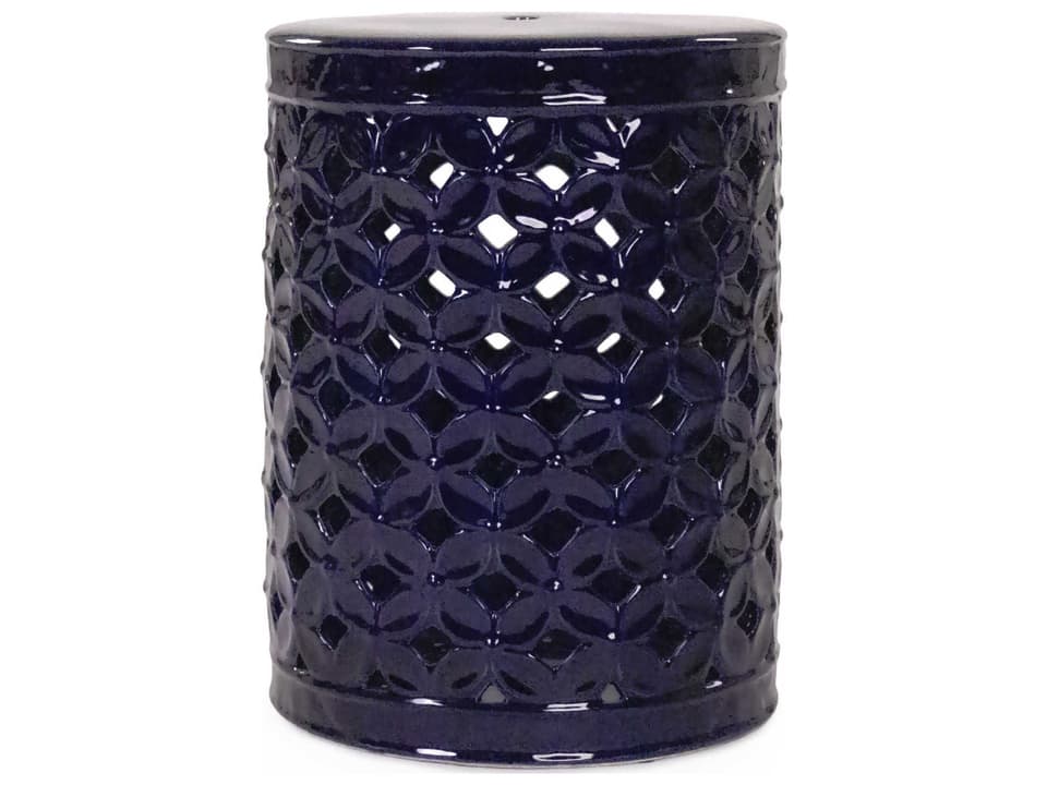 Garden Blue Accent Stool Modern Ceramic Indoor Outdoor