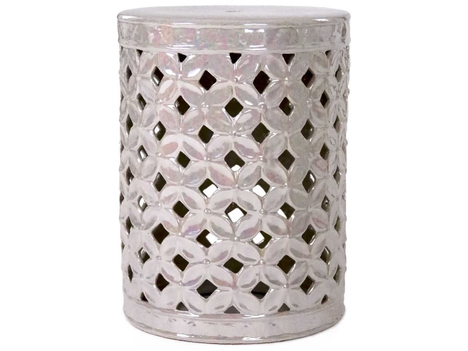 Garden Iridescent Grey Ceramic Accent Stool