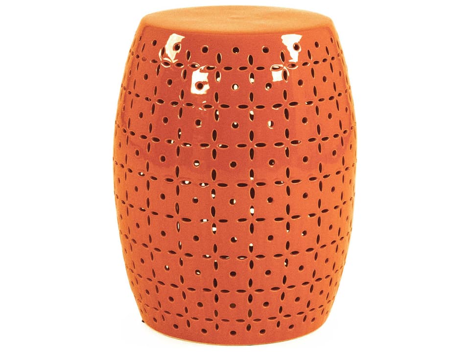 Lovell Orange Glazed Ceramic Accent Stool Garden Table