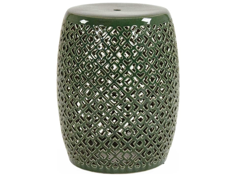 Lorin Ceramic Accent Garden Stool in Teal Glaze