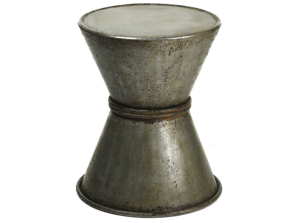Rustic Zinc Gray Iron Accent Stool