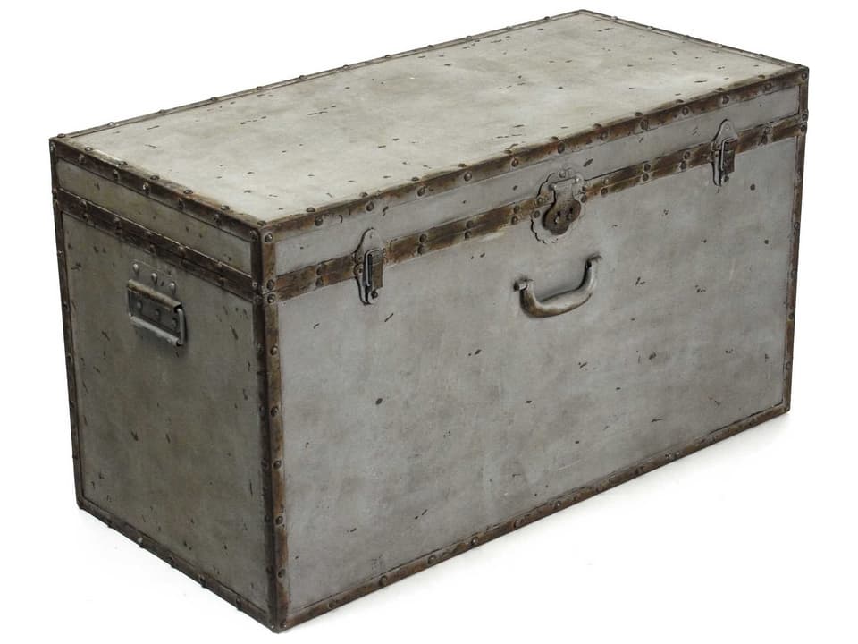 Rustic Zinc Gray Storage Trunk